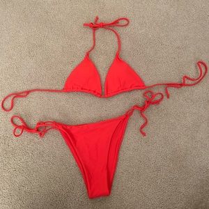 Red tie bikini